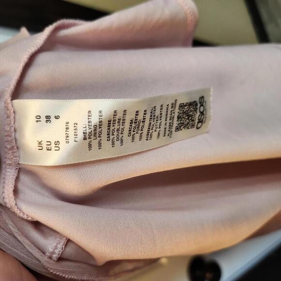 ASOS Feminine Soft Pink Ruffled Faux Wrap Maxi Dress- Size 6 - Picture 3 of 9